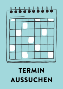 Ein Kalender mit weißen Feldern. Darunter steht: Termin aussuchen